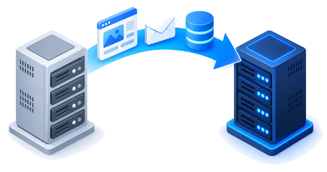 Website, E-Mail und Datenbank auf einen neuen Server umziehen